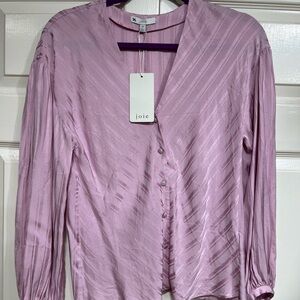 JOIE Cadmar Satin Stripe Long Sleeve Buttoned Blouse Size XS NWT
